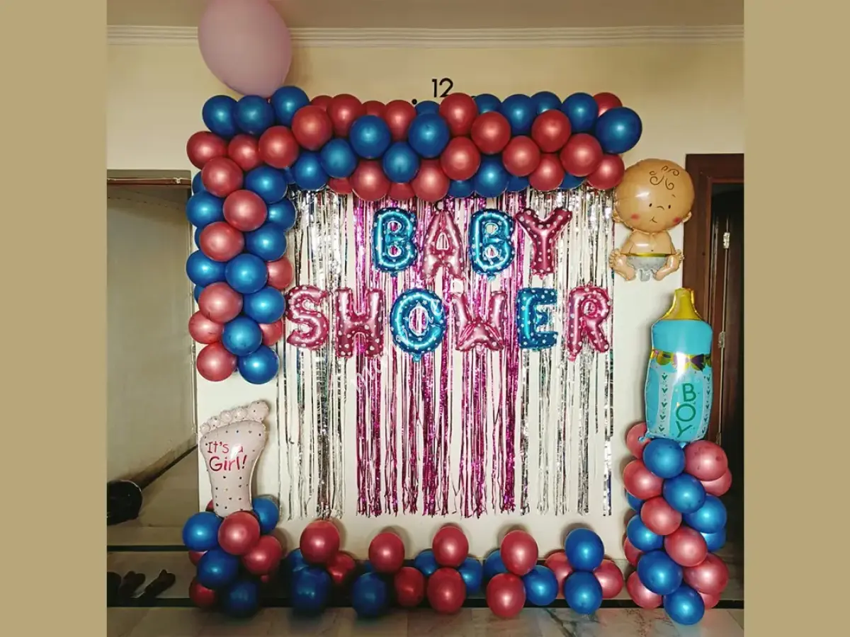 Chrome Balloon Baby Shower Decor