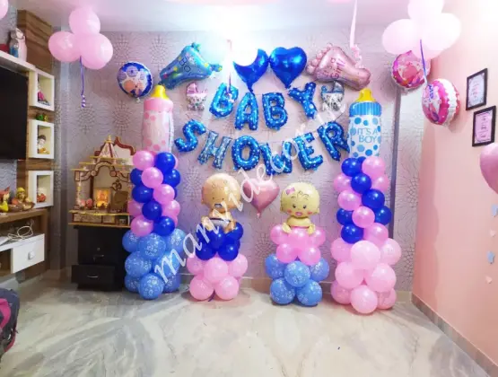 Pink and Blur Baby Shower Decor