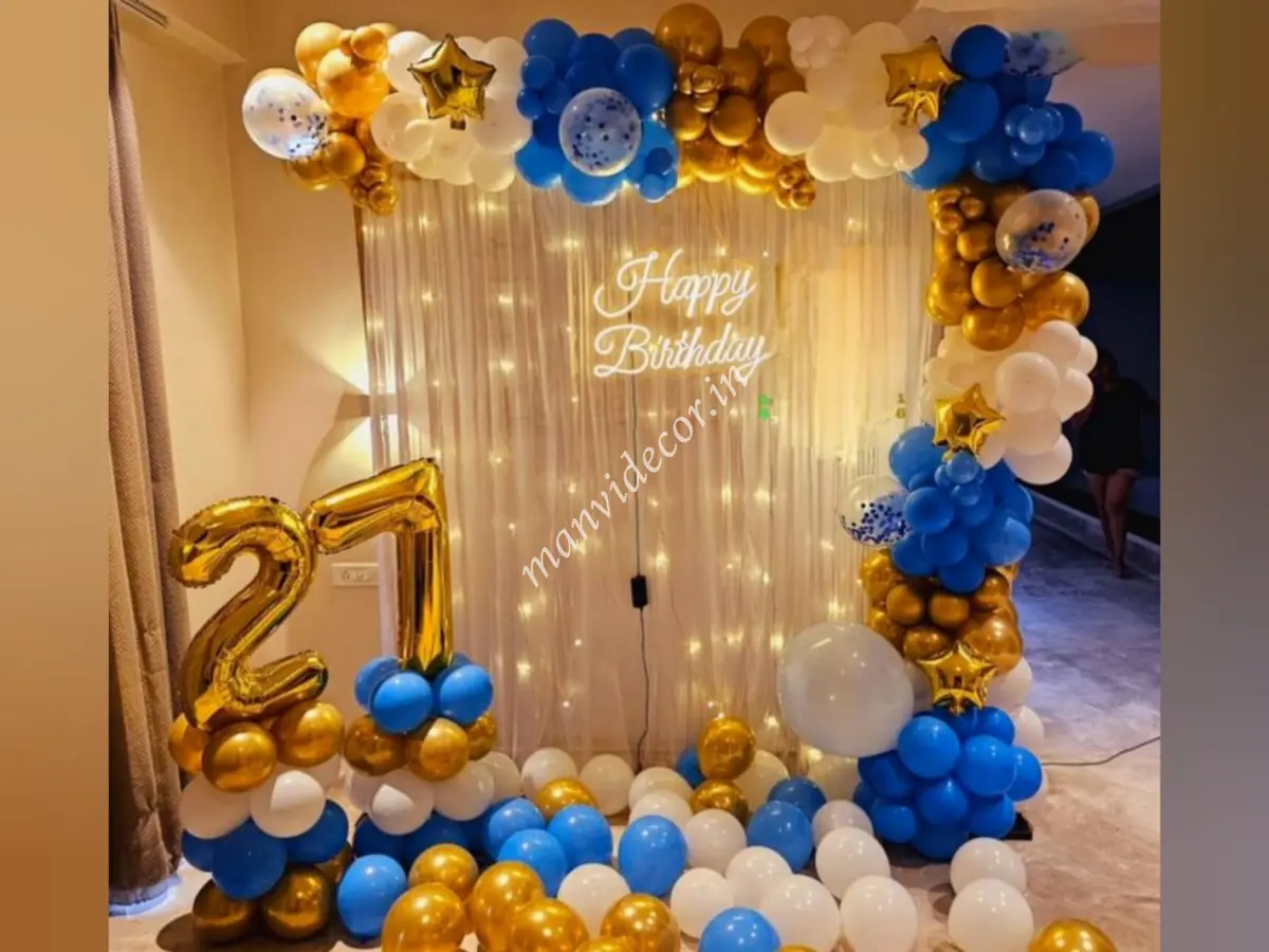 Blue and Golden Balloon Decor