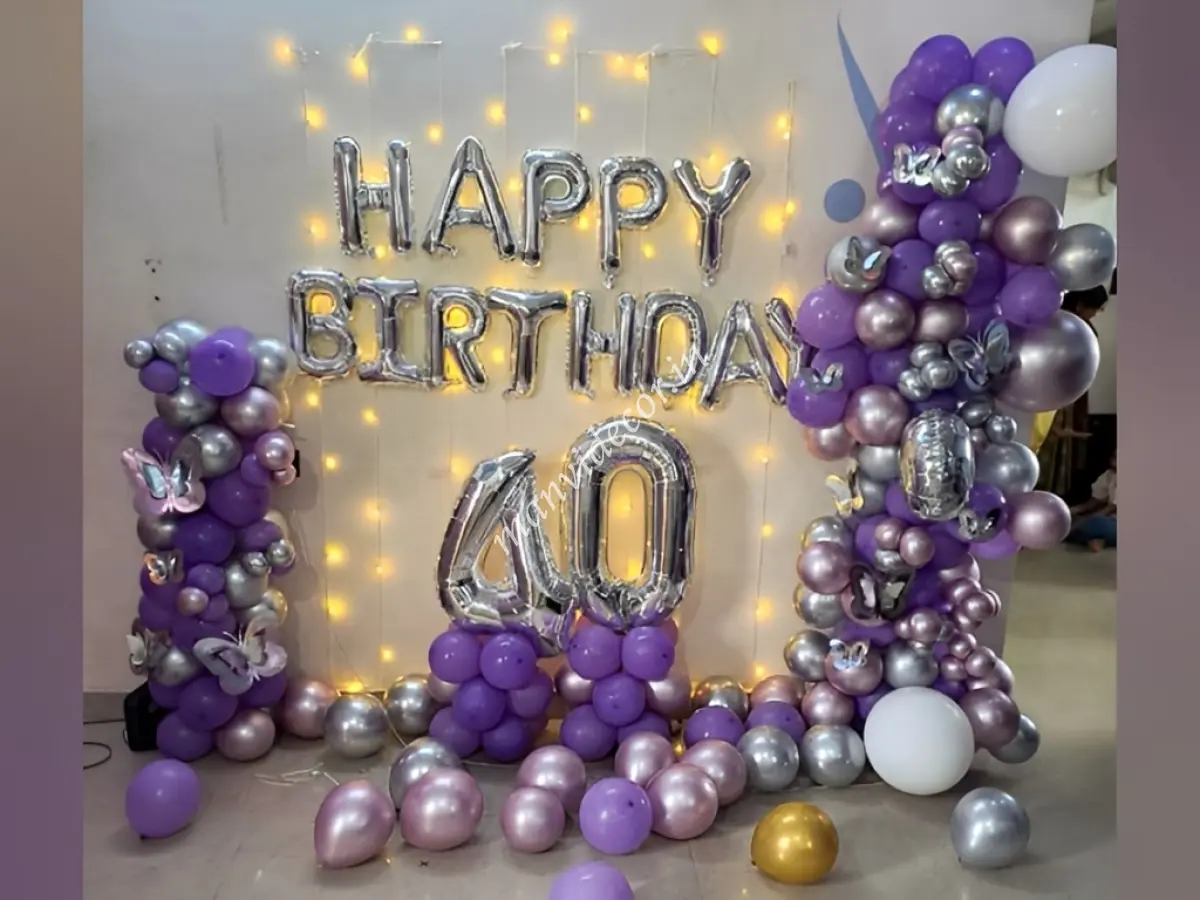 Birthday balloon wall decoration at home 