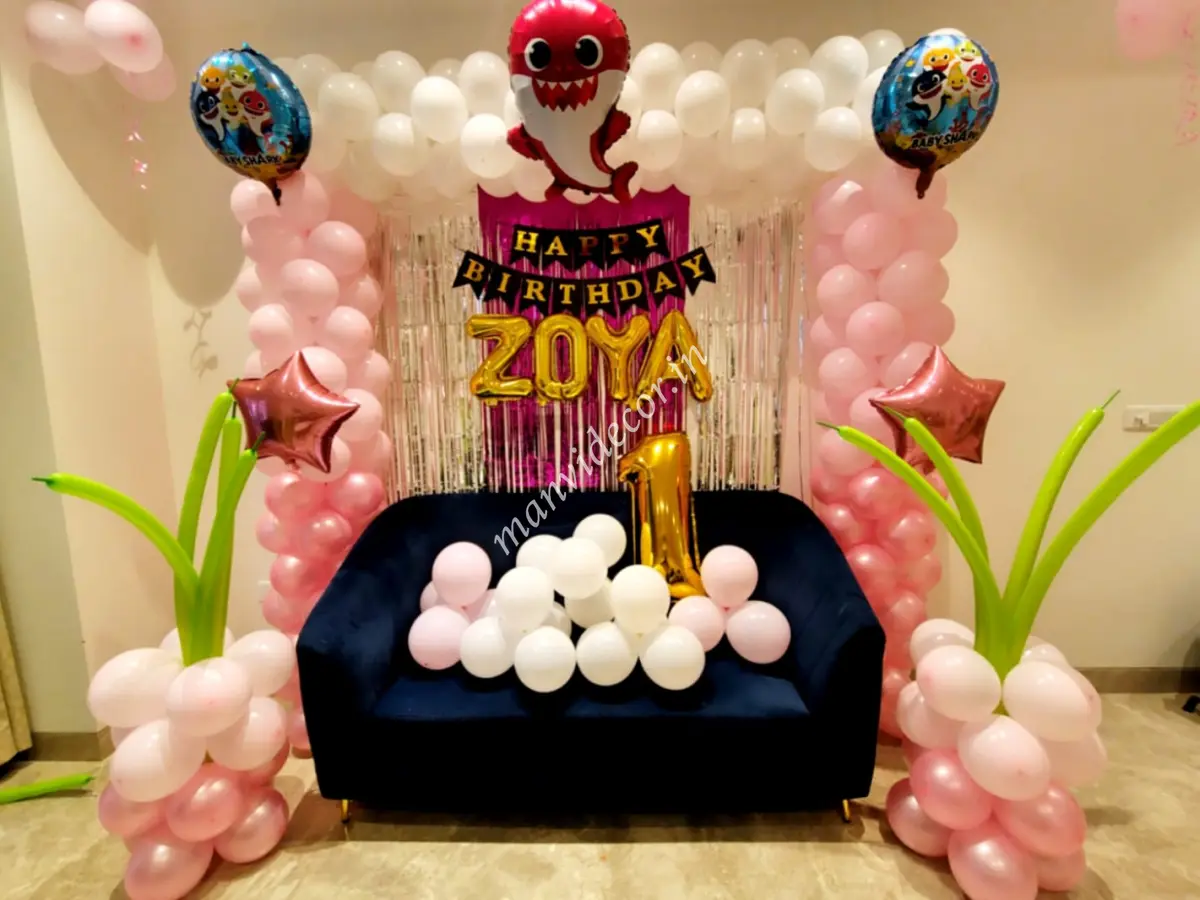 Pink Baby Shark Theme Decoration