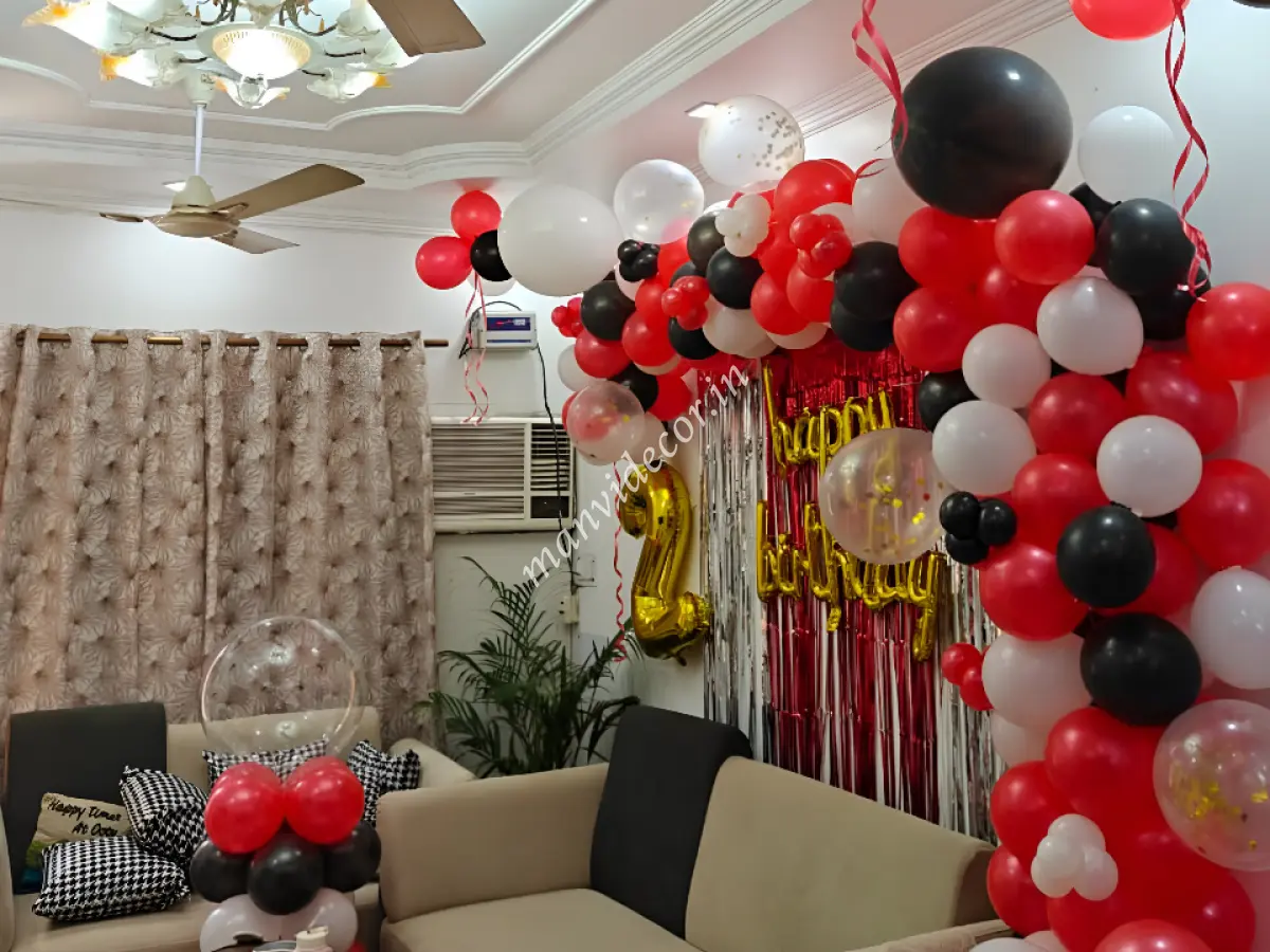 Red and Black Birthday Balloon Decor