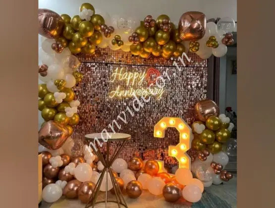Rose Golden Sequin Anniversary Decoration