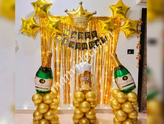 Golden Cheers Birthday Decoration