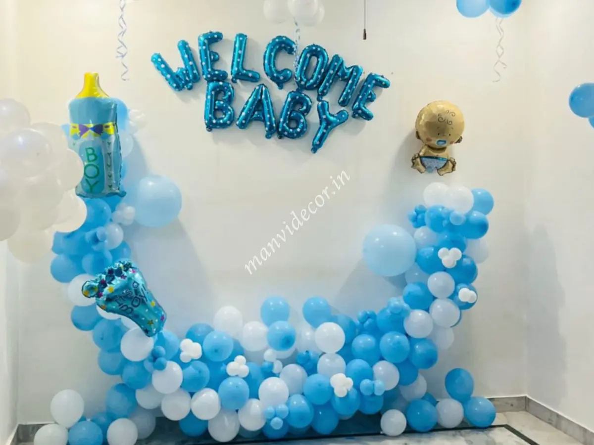 Baby boy welcome decoration at home 