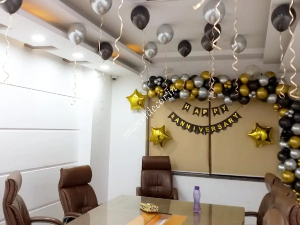 Office anniversary surprise balloon decor
