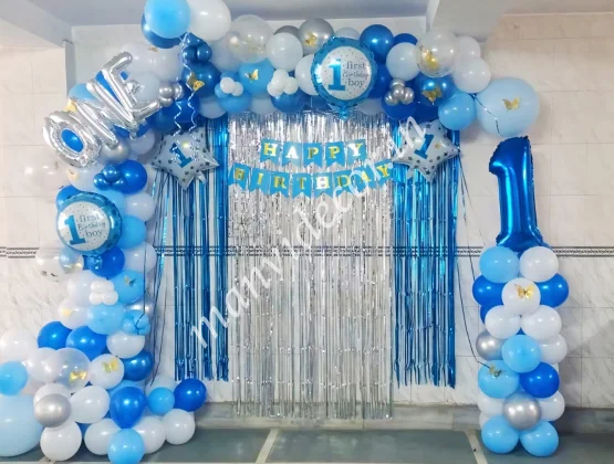 First Birthday Blue and White Decoration