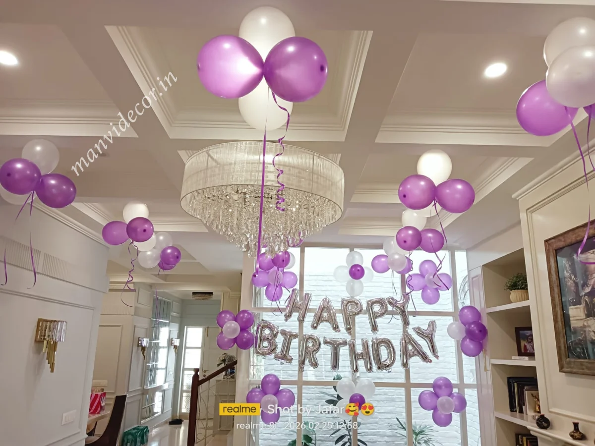 Purple & White Balloon Decoration