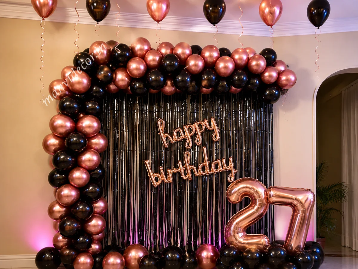 Elegant Blush Black Balloon Decor