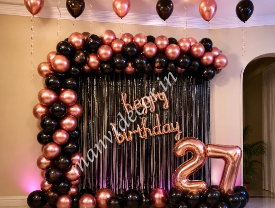 Elegant Blush Black Balloon Decor