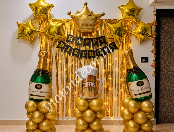 Golden Cheers Birthday Decoration